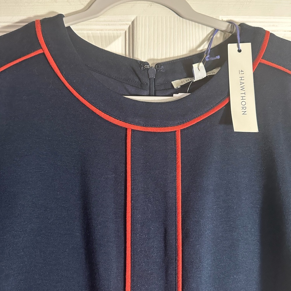 41 Hawthorn XL Navy and Orange Short Sleeved Above Knee Dress - Picture 4 of 8
